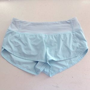 Rare Icing Blue Speed Up Lululemon Shorts 2.5” Size 4